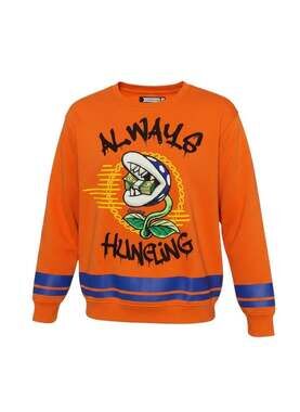 Genuine Always Hungry Piranha Plant Super Mario Themed Crewneck Sweatshirt Orang